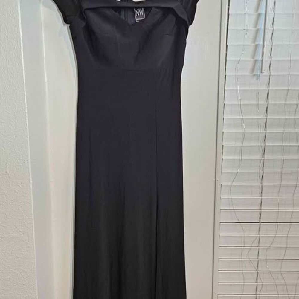 Black Off Shoulder Evening Gown Formal Maxi Dress